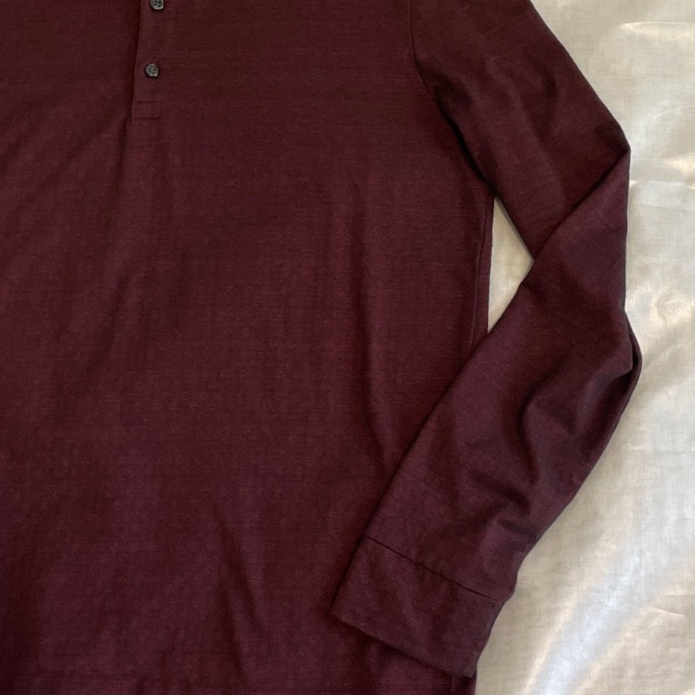 Express Men's Dark Red Patterned Button Down Polo… - image 4